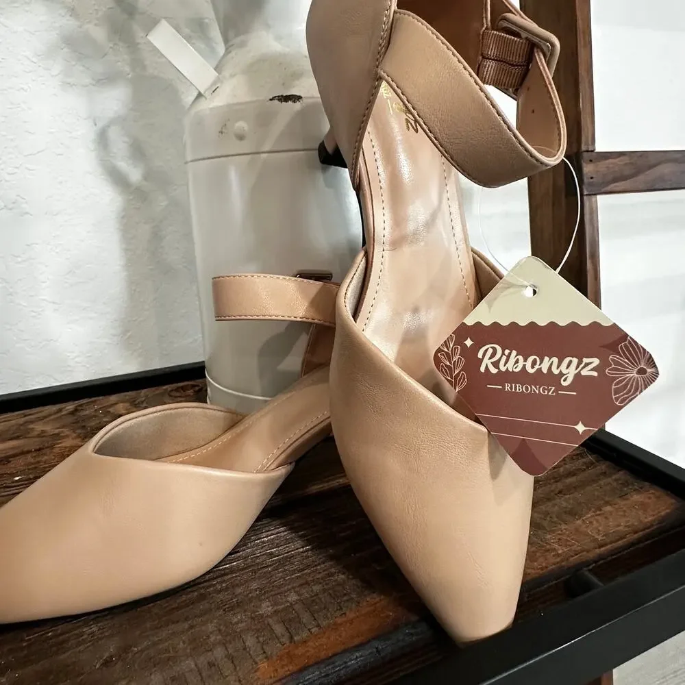 Ribongz Nude Heels Size 9 NWT Brand New with Tags Pointed Toe Women's Shoes